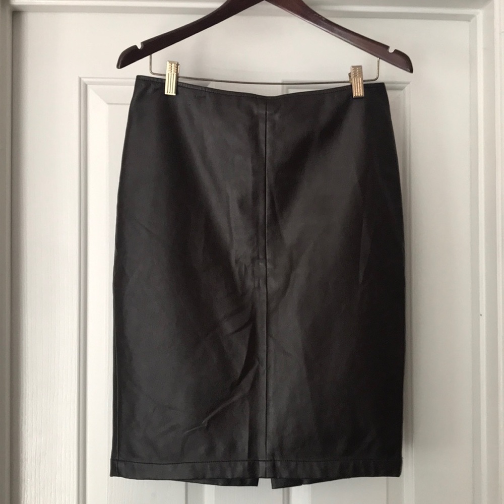 Brown Faux Leather Pencil Skirt